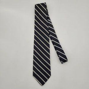 Brooks Brothers "346" Stain Resistant Silk Stripped Black Neck Tie